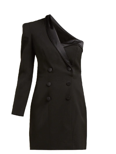 Dundas Cold-shoulder Satin-trimmed Cady Mini Dress In Black