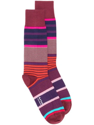 Paul Smith Striped Socks In Red