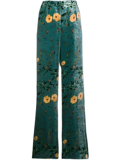 Ailanto Floral Print Palazzo Trousers In Green