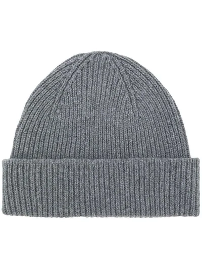 Paul Smith Classic Knitted Beanie Hat In Grey