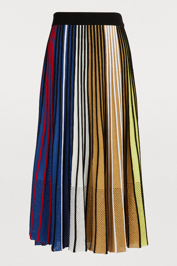 Kenzo Vertical-Stripe Pleated Mesh Midi Skirt In Mu -Multico | ModeSens