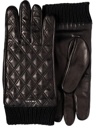 Prada Diamond Quilted Gloves In Black