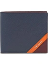 Prada Colour-block Logo Wallet In Blue