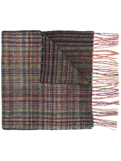 Paul Smith Classic Fringed Scarf In Blue