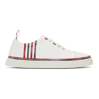 Thom Browne Side Stripe Sneakers In 960 Whitred