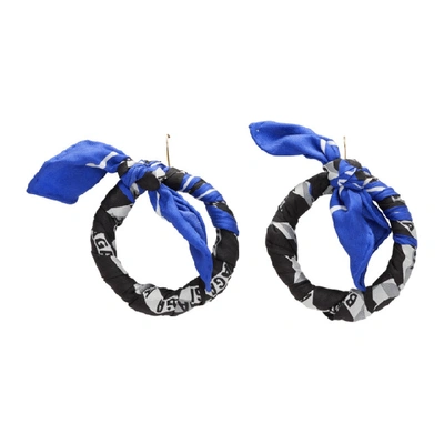 Balenciaga Logo-printed Silk Twill Hoop Earrings In Or Jaune Et Losange