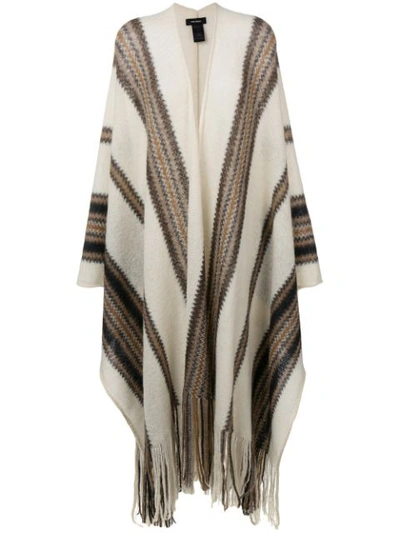 Isabel Marant Fringed Striped Poncho In Neutrals