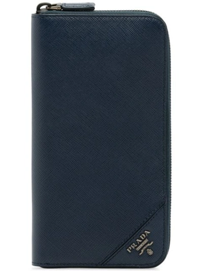Prada Continental Wallet In Blue