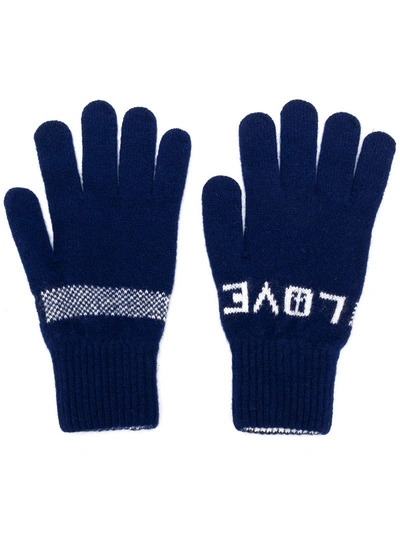 Paul Smith Peace & Love Gloves In Blue