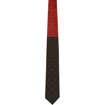 Alexander Mcqueen Black And Red Polka Dot Skull Tie In 1074 Blkred