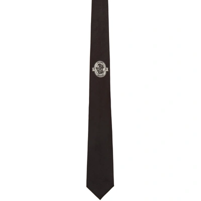 Alexander Mcqueen Black Silk Logo Tie In 1078 Blkivo