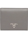 Prada Small Leather Wallet In Grey