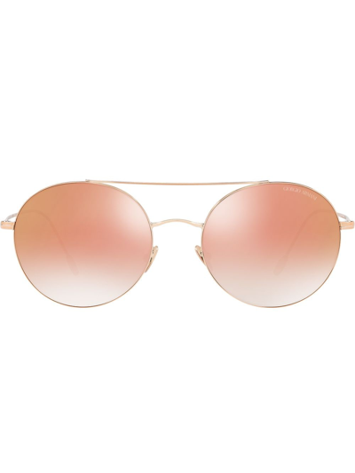 Georgio Armani Rose Gold Aviators AR6050 NEW GIORGIO ARMANI AR6050 3013/7T PALE GOLD/ORANGE PINK LENS  main image 2