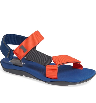 Camper Match Sandal In Blue/ Orange/ Grey Fabric