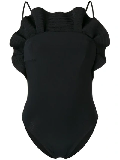 Angelys Balek Ruffle Swimsuit In Black