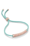 Monica Vinader Engravable Havana Mini Friendship Bracelet In Rose Gold/ Mint