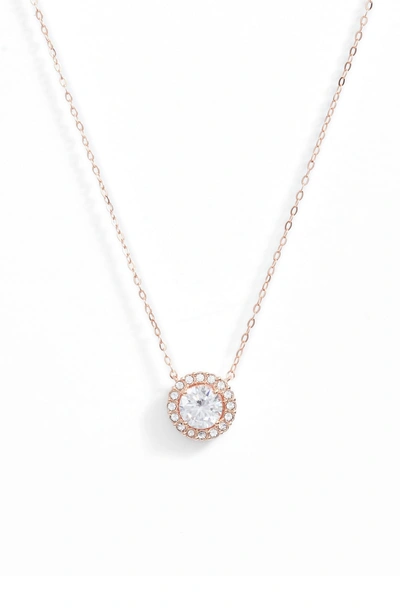 Nadri Halo Pendant Necklace In Rose Gold