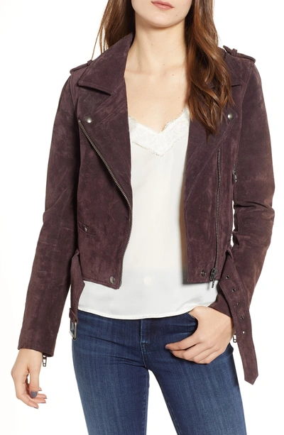 Blanknyc Morning Suede Moto Jacket In Blackberry