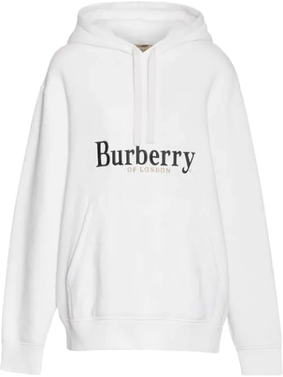 Burberry Pelorus Archive Logo Embroidered Hoodie In White