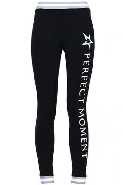Perfect Moment Woman Cropped Printed Stretch Leggings Black