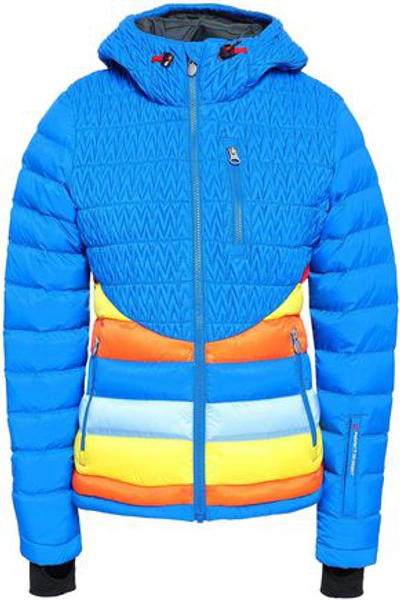 Perfect Moment Woman Paneled Quilted Shell Hooded Jacket Cobalt Blue