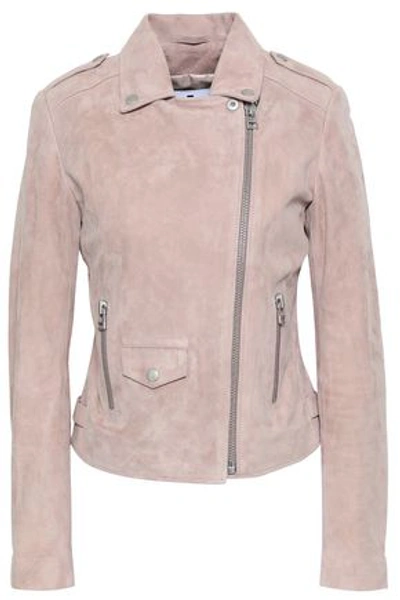 7 For All Mankind Woman Suede Biker Jacket Pastel Pink