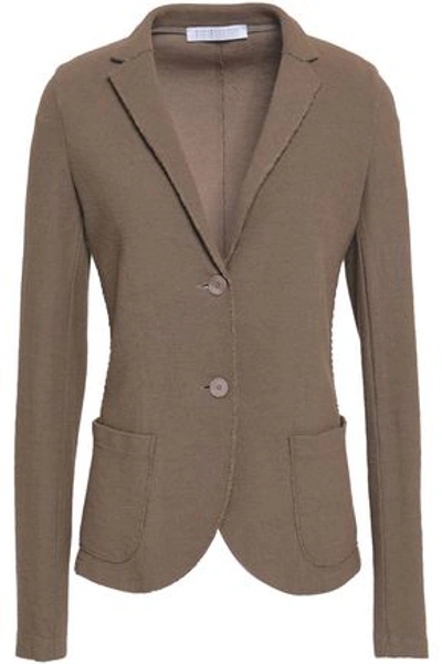 Harris Wharf London Frayed Cotton And Linen-blend Blazer In Taupe