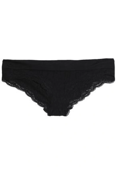 Stella Mccartney Scalloped Lace-trimmed Stretch-jersey Mid-rise Briefs In Black