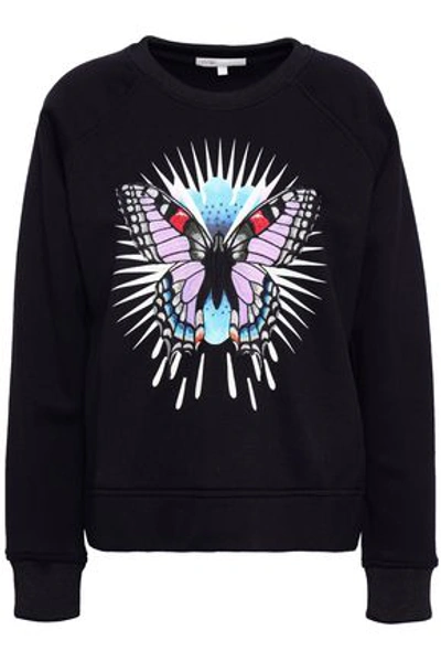 Maje Woman Embroidered Printed Jersey Sweatshirt Black