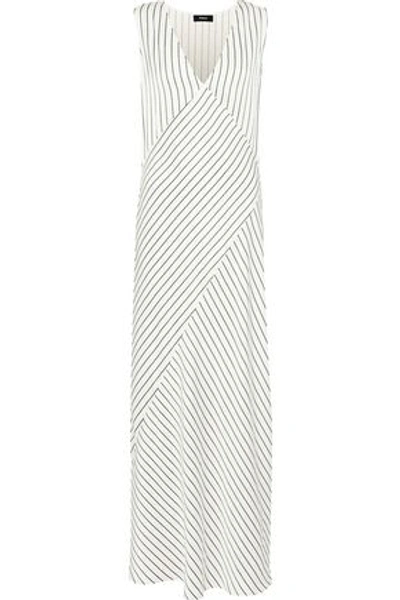 Theory Woman Striped Satin-jacquard Maxi Dress Ivory