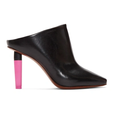 Vetements Leather Mules In Black Pink