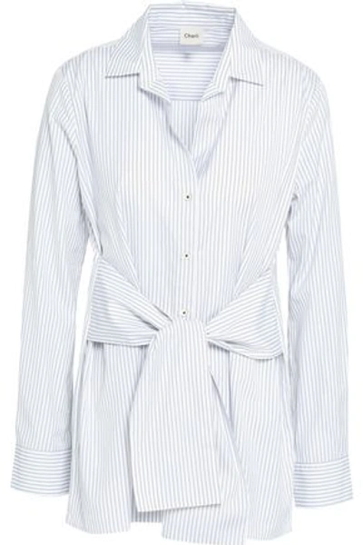 Charli Woman Sabine Striped Tie-front Cotton-poplin Shirt White