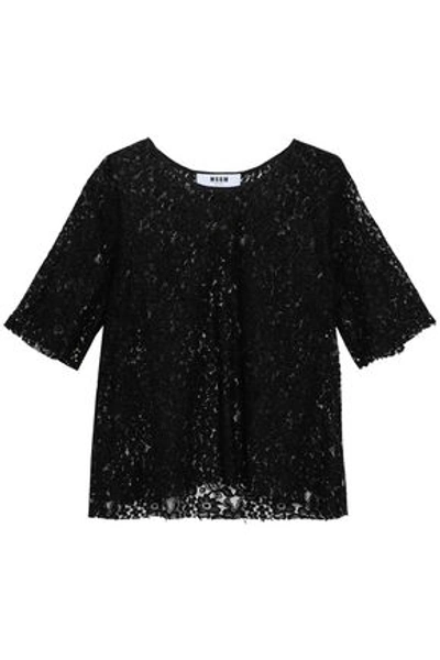 Msgm Woman Corded Lace Top Black