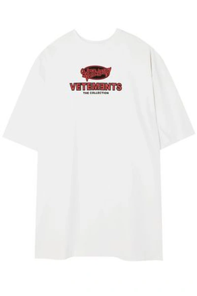 Vetements Woman Printed Cotton-jersey T-shirt White