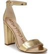 Sam Edelman Yaro Ankle Strap Sandal In Bright Gold Leather