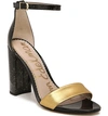 Sam Edelman Yaro Ankle Strap Sandal In Exotic Gold/ Black
