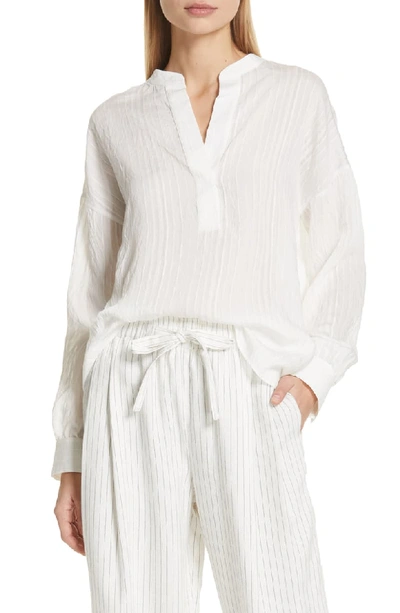 Vince Drapey Striped Pullover Tunic In Optic White