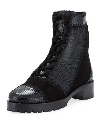 Alexandre Birman Python And Suede Ankle Booties In Black
