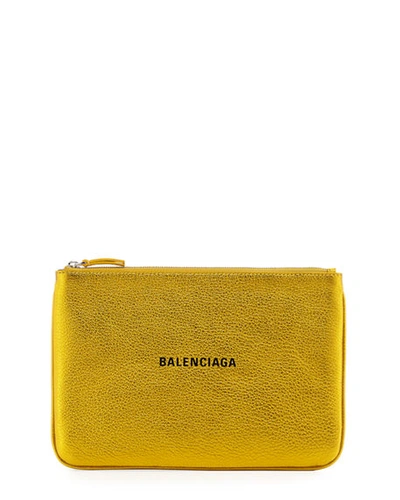 Balenciaga Everyday Large Pouch Clutch Bag In Yellow/black