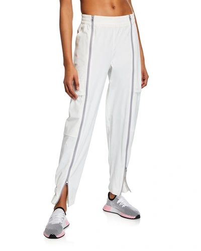 Adidas By Stella Mccartney Zip-front Cargo Jogger Sweatpants In White