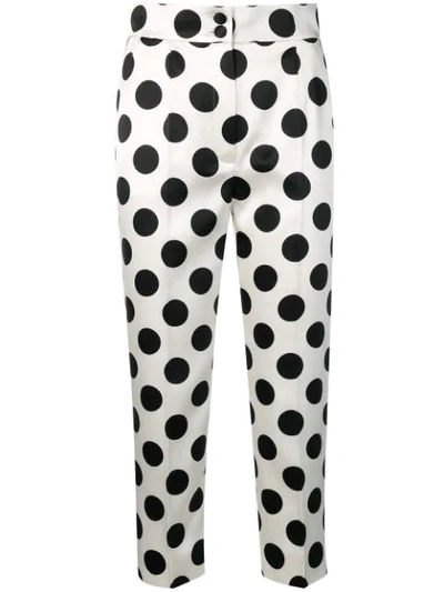Dolce & Gabbana Polka-dot Duchess Satin Front-zip Pants In White
