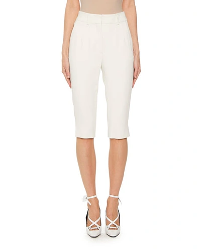 Off-white Side-slit Skinny Capri Pants In White