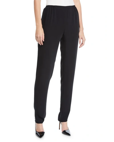 Caroline Rose Suzette Crepe Straight-leg Trousers In Black