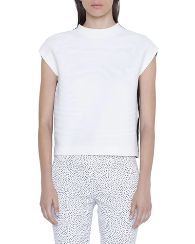 Akris Punto Mock-neck Bicolor Cap-sleeve Shirt