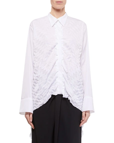 Roland Mouret Catalina Long-back Button-front Shirt In White