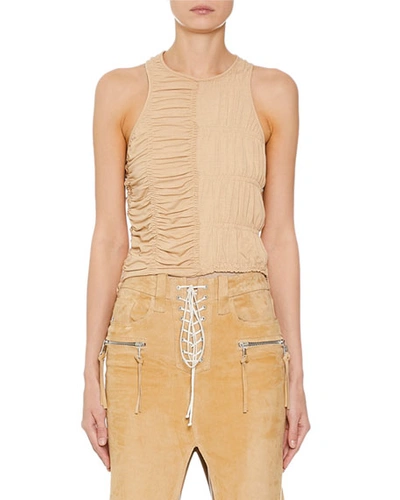 Ben Taverniti Unravel Project Ruched Racerback Tank In Nude