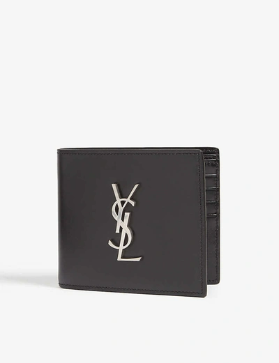Saint Laurent Monogram Logo Leather Wallet In Black