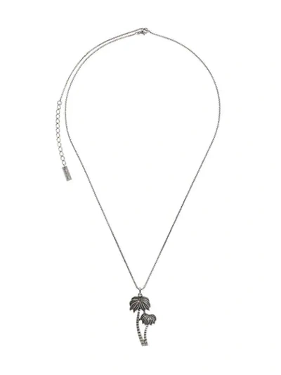 Saint Laurent Silver-toned Palm Tree Pendant Necklace