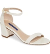 Stuart Weitzman Women's Simple Block Heel Sandals In Cream Caviar Patent Leather