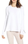 Frank & Eileen Tee Lab Long-sleeve High-low Cotton Fleece Sweatshirt In Whiteout